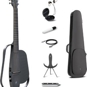 MusicalLuxury Deluxe Carbon Fiber Smart Acoustic-Electric Guitar, Black